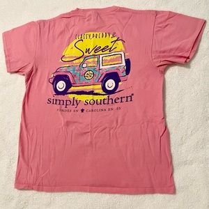 “Classy, Preppy, & Sweet” Simply Southern Pink Tee size Medium.